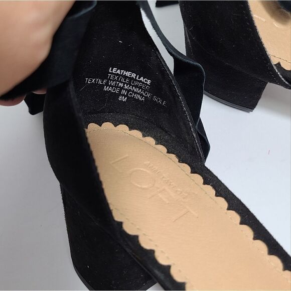 LOFT Lace Up Black Open Toe Sandals Size 8 - Picture 6 of 8